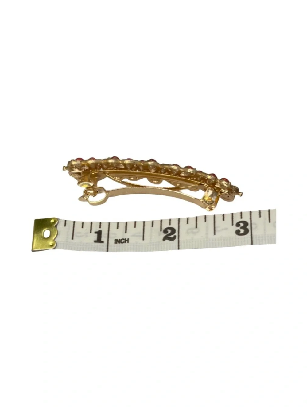 Gold-Tone Pink Crystal Barrette Hair Clip FINAL PRICE DROP